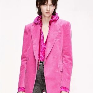 Vibrant Pink Women's Double-Breasted Blazer